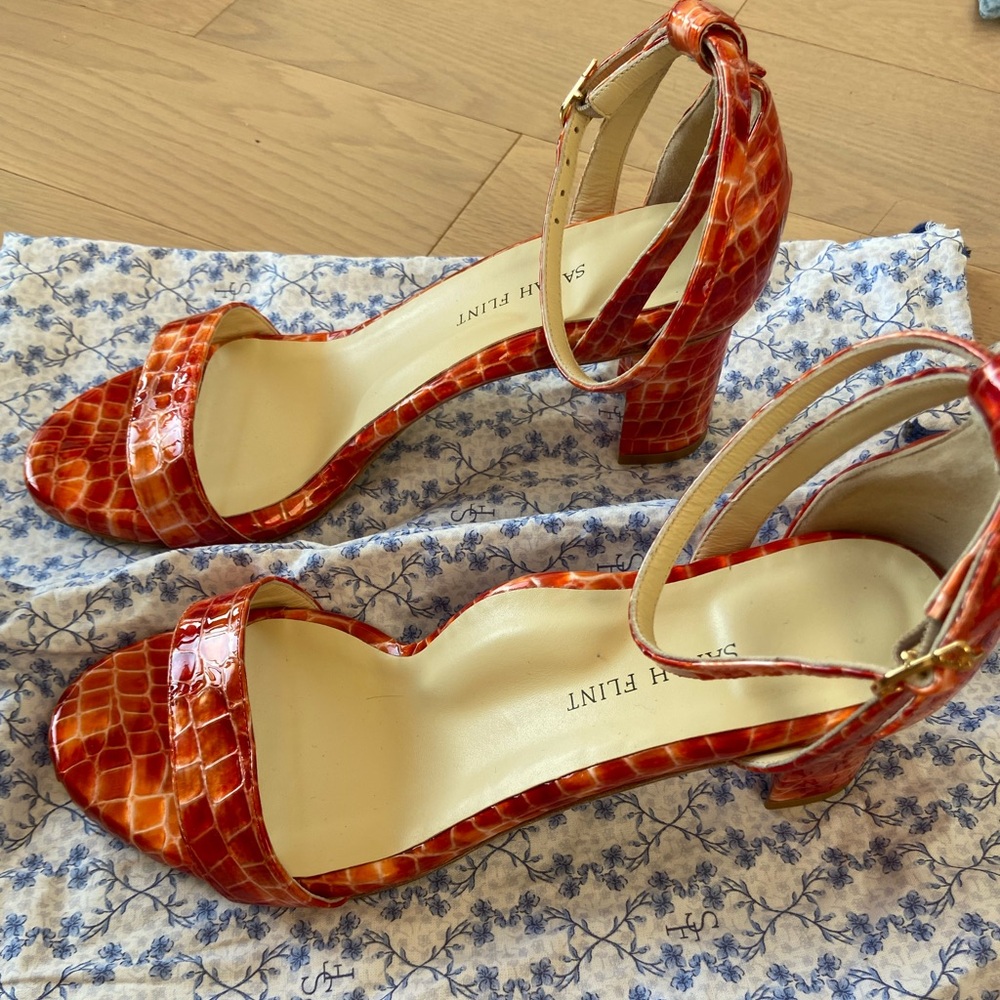 Sarah Flint perfect block sandal size 41 orange croc